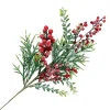 Hot Christmas Forever SPRAY FROSTED PINE 24″ RED BERRIES MIXED LEAVES