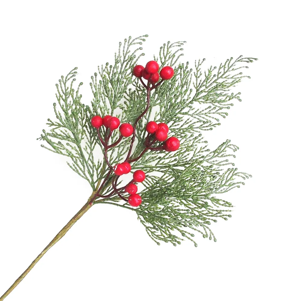 Hot Christmas Forever SPRAY GRN PINE 18″ RED BERRIES W/ CEDAR