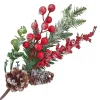 Sale Christmas Forever SPRAY GRN PINE 16″ RED BERRY, PINE CONES & GREENERY ICED