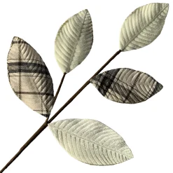 Clearance Christmas Forever SPRAY LEAVES FABRIC 26″ 2-TONE VELVET PLAID /CREAM GLITTER EDGE