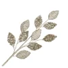 New Christmas Forever SPRAY LEAVES FABRIC 30″ PLATINUM W/ BEADS GLITTER & SEQUINS