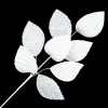 Clearance Christmas Forever SPRAY LEAVES FABRIC 29″ WHITE AND SILVER GLITTER LEAVES