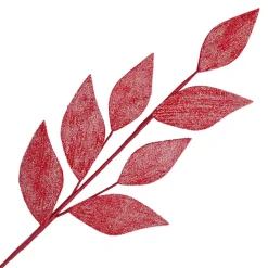 Hot Christmas Forever SPRAY LEAVES FABRIC 26″ WOOL RED FROSTED