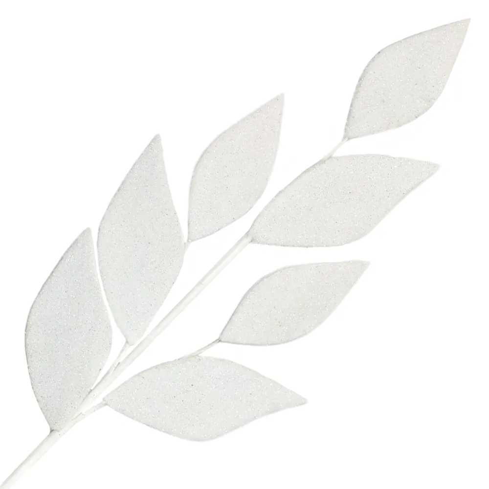 Online Christmas Forever SPRAY LEAVES FABRIC 26″ WOOL WHITE FROSTED