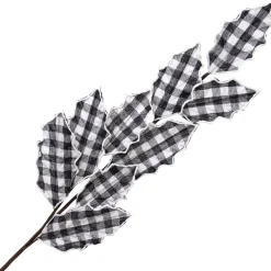 Outlet Christmas Forever SPRAY LEAVES FABRIC HOLLY 27″ BLK/WHT HOLY PLAID W/ GLITTER BORDER