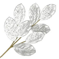 Clearance Christmas Forever SPRAY LEAVES MAGNOLIA 27.5″ SILVER METALIC W/ GLITTER