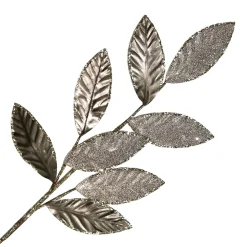 Outlet Christmas Forever SPRAY LEAVES METALLIC 28.5″ SMOKE GREY FABRIC | GLITTER