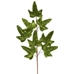 Hot Christmas Forever SPRAY LEAVES VELVET 27.5″ DARK GREEN W/GLITTER