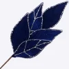 Discount Christmas Forever SPRAY LEAVES VELVET 22″ ROYAL BLUE W/ SILVER GLITTER