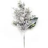 Hot Christmas Forever SPRAY PINE FLOCKED 20″ FLOCKED MIXED GREENS W/ BERRIES & 2 PINE CONES