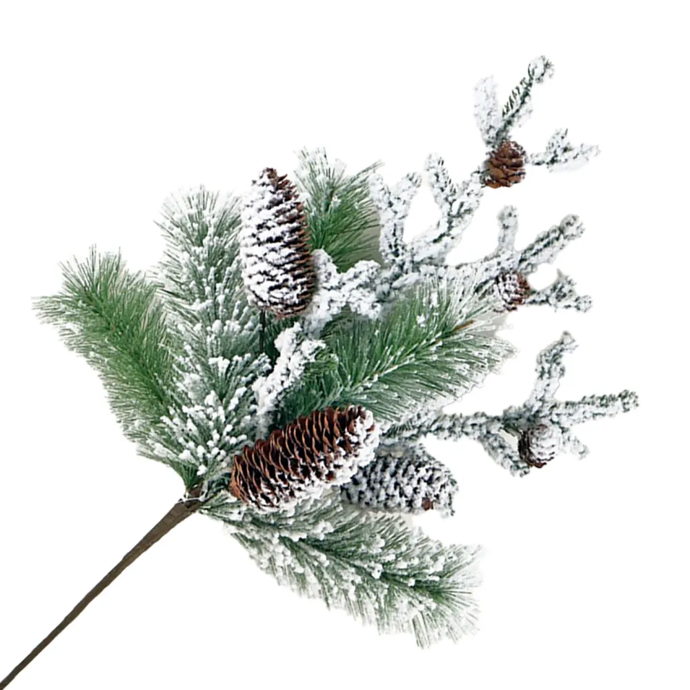 Online Christmas Forever SPRAY PINE FLOCKED 24″ MIXED PINE W/ PINE CONES