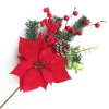 Discount Christmas Forever SPRAY RED POINSETTIA 16″ BERRY, EUCALYTUS, CONE