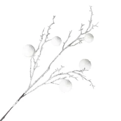 Best Christmas Forever SPRAY TWIG 34″ FLOCKED BRANCH W/ 5 SNOW BALLS