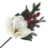 Hot Christmas Forever SPRAY WHITE MAGNOLIA 20″ W/ MIXED GREENERY & ICED BERRIES