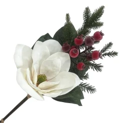 Hot Christmas Forever SPRAY WHITE MAGNOLIA 20″ W/ MIXED GREENERY & ICED BERRIES