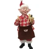 Best Christmas Forever STANDING ELF 15″ RED/ WHITE CARPENTER HOLDING ROCKING HORSE