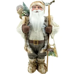 Best Christmas Forever STANDING SANTA 18″ BROWN WOODLAND LOOK W/ SLEIGH