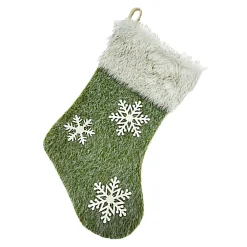 Discount Christmas Forever STOCKING 18″ FAUX FUR GREEN W/ SNOWFLAKE