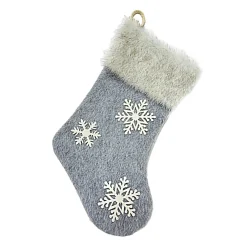 Clearance Christmas Forever STOCKING 18″ FAUX FUR GREY W/ SNOWFLAKE
