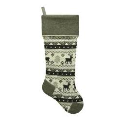 Clearance Christmas Forever STOCKING 21.5″ GRAY KNITTED & FLEECE W/ FLEECE CUFF & CORD, HEEL & TOE DESIGN