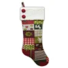 Best Christmas Forever STOCKING 21.5″ MULTI PATCHWORK TAPESTRY W/ SHERPA CUFF & BUTTONS