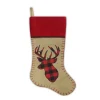 Online Christmas Forever STOCKING 20.5″ NAT. BURLAP W/ BLANKET STITCH, VELVET CUFF W/ CORD