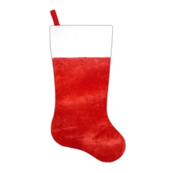 Clearance Christmas Forever STOCKING 20.5″ RED FAUX FUR W/WHITE TRIM