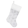Outlet Christmas Forever STOCKING 20.5″ SILVER IRID. SEQUINS W/ FAUX FUR CUFF