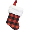 Discount Christmas Forever STOCKING MINI 6″ RED/ BLACK BUFFALO PLAID W/FUR CUFF