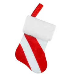 Discount Christmas Forever STOCKING MINI 6″ RED/WHITE VELVET & FLEECE W/ FAUX FUR CUFF
