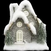 Online Christmas Forever STONE LOOK HOUSE 9.5″ GREY W/ LED LIGHTS B/O