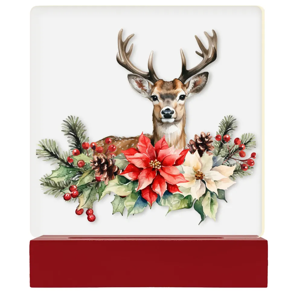 Sale Christmas Forever TABLE DECOR ACRYLIC LIGHTED TABLETOP 6″x2.5″x7″ REINDEER LED STRIP+6/18TIMER