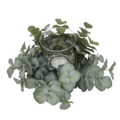Sale Christmas Forever TABLE DECOR W/ VASECANDLE HOLDER 14″ EUCALYPTUS
