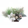 Christmas Forever TABLE DECOR WHITE POINSETTIA 16″ MIXED GREENS W/ BERRIS & CHAMPAGNE BALLS
