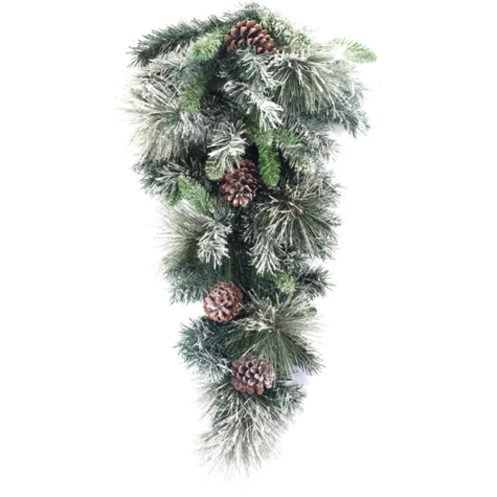 New Christmas Forever TEARDROP FROSTED GROUSE PINE 36″ 61 TIPS W/ PINE CONES