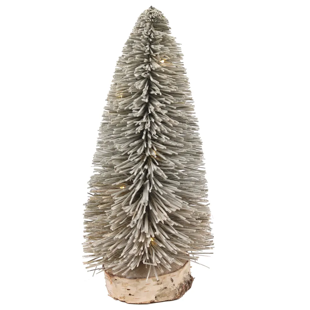 Best Christmas Forever TREE BOTTLE BRUSH BIRCH GRAY 12″ FLOCKED W/ LED LIGHTS