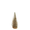 Best Christmas Forever TREE BOTTLE BRUSH GOLD GLTR. 8″ W/ WOOD BASE