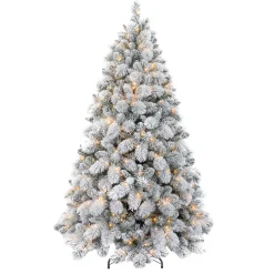 Hot Christmas Forever TREE FLOCKED ALASKA PINE 7’/1183T 450-LED WARM WHITE LIGHTS