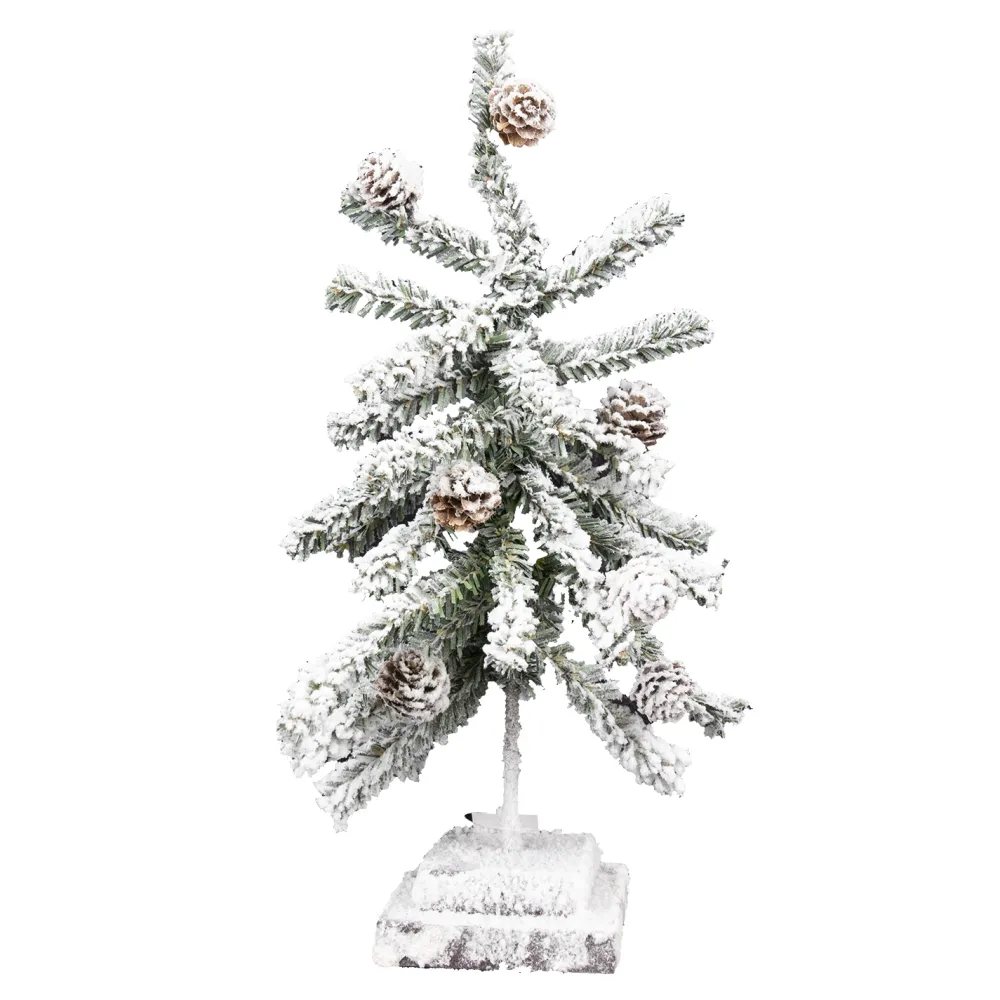 Discount Christmas Forever TREE FLOCKED PVC ALPINE 20″ W/ PINE CONES & BASE
