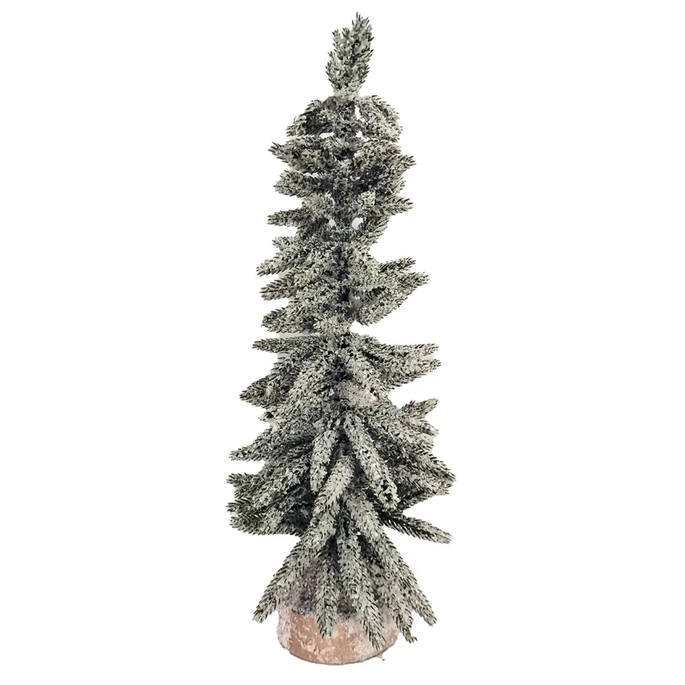 Clearance Christmas Forever TREE FLOCKED/ SNOWY PINE 16″ W/ WOODEN BASE