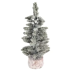 Hot Christmas Forever TREE FLOCKED/SNOWY PINE 8.5″ W/ WOODEN BASE