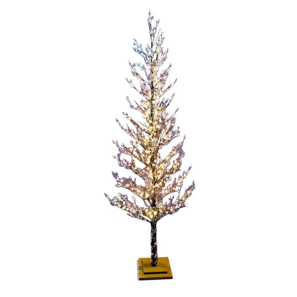 Clearance Christmas Forever TREE FROSTED / ICED 72″ W/ 168 LED LIGHTS BROWN/ CLEAR