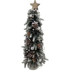 Hot Christmas Forever TREE FROSTED DECORATED PINE 21.5″ W/ STAR TEE TOP & BASE