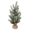 New Christmas Forever TREE FROSTED PE PINE 18″ W/ PINE CONE & BURLAP BASE