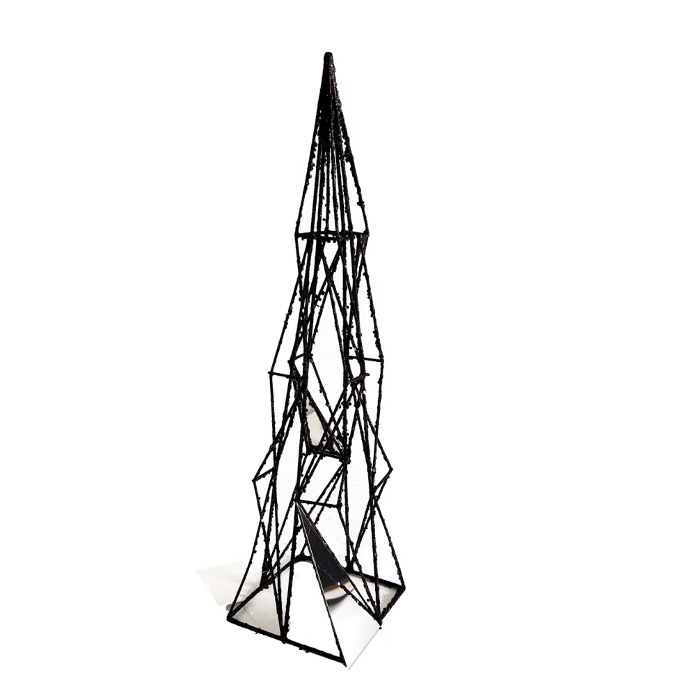Discount Christmas Forever TREE GEOMETRIC MIRROR | WIRE 15.5″ BLACK WITH MIRROR