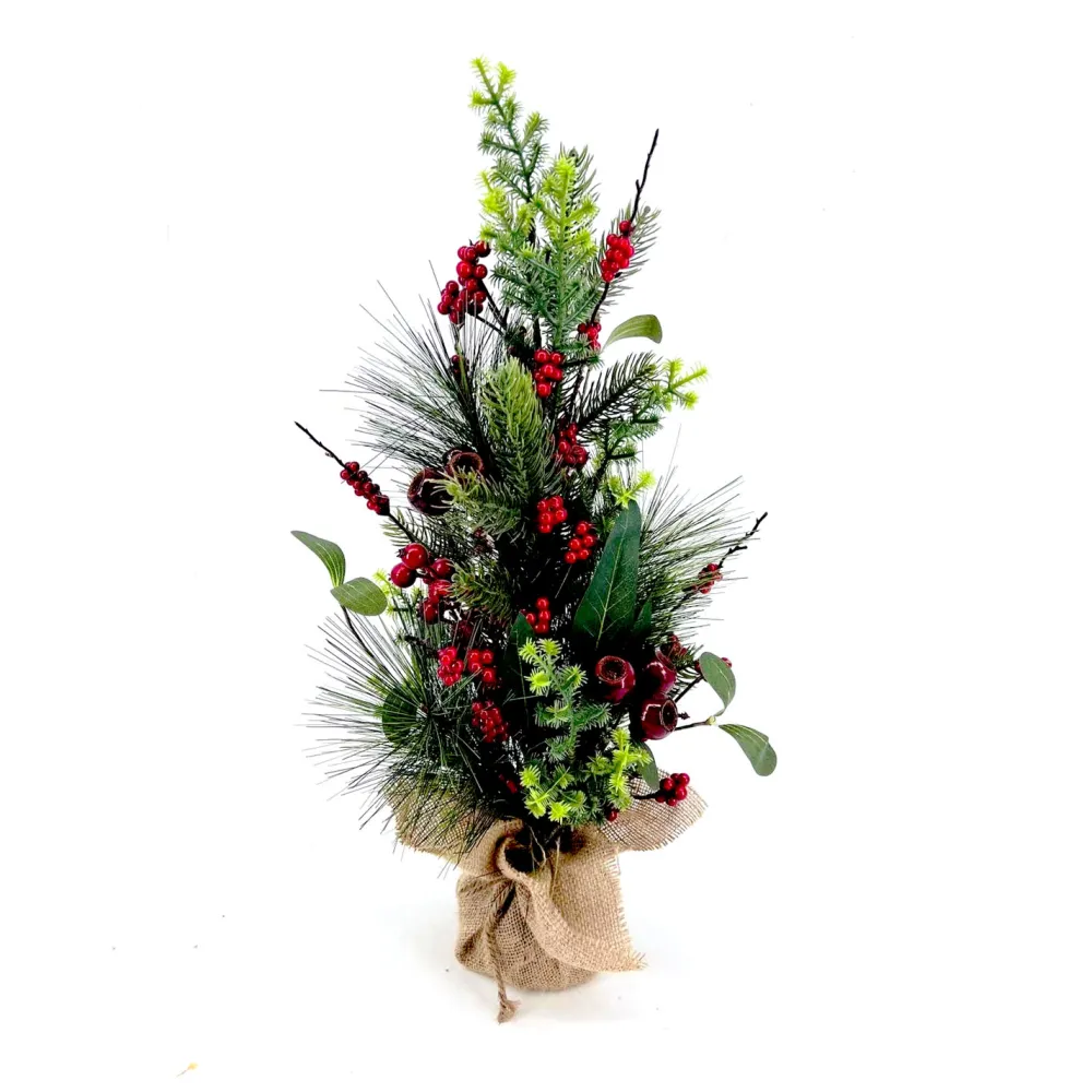 Christmas Forever TREE NAT./ BERRY MIXED 24″ W/ RED BERRIES WITH PINE AND GREENERY