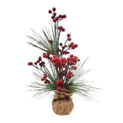 Discount Christmas Forever TREE NAT. NEEDLE PINE 16″ W/ PINE CONES & BURLAP BASE