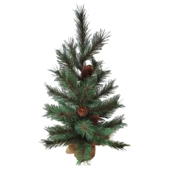 Sale Christmas Forever TREE NAT. NEEDLE PINE 24″ W/ PINE CONES & BURLAP BASE