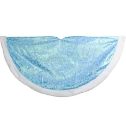 New Christmas Forever TREE SKIRT 48″ BLUE- ICE ORGANZA W/ FUR TRIM