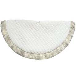 Christmas Forever TREE SKIRT 48″ CREAM VELVET QUILTED W/ FAUX FUR TRIM
